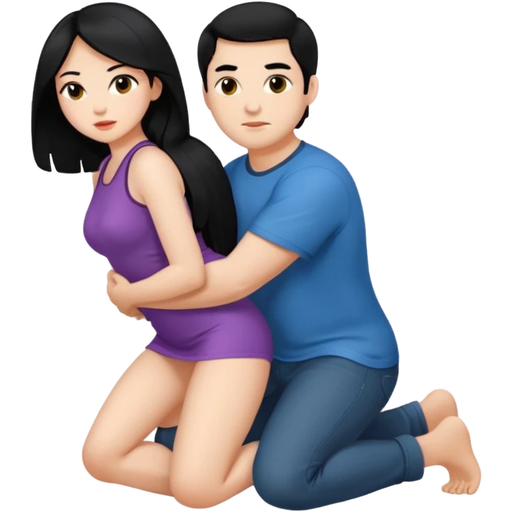 Девушка с большими симками голая на калениях, а заде голый мужчина с членом, лицом перед, держит её большую жопу. белое тело, волосы черные, только они дваем голые emoji