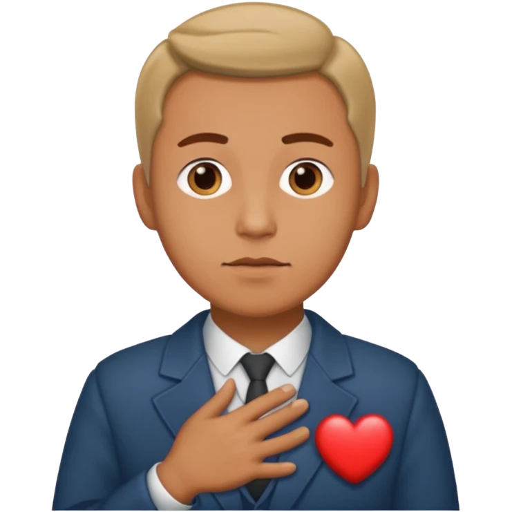 ایسا تصویر بناو جس میں ارتعرل کا عثمان جیسا بندہ دل پر ہاتھ رکھے ہوئے تابعداری کے حالت میں نظر ائے۔ emoji