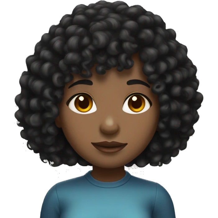 light skin black girl with black curly hair and bangs emoji