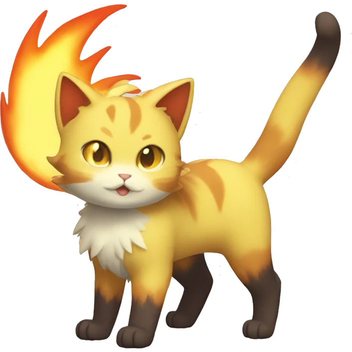 Shiny Dark-type-Fire-type-Fakémon-Cat full body emoji