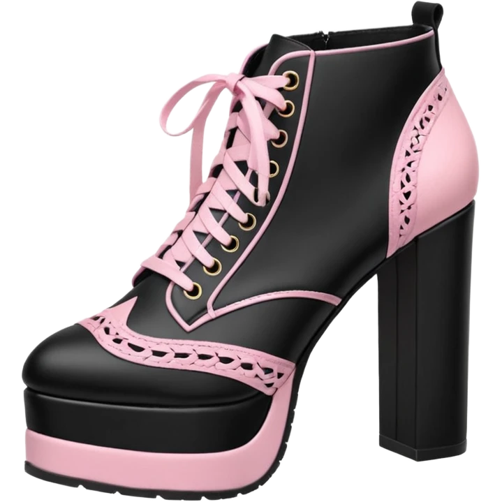BLACKPINK-inspired gothic shoes, no hearts, black and pink, cute  emoji