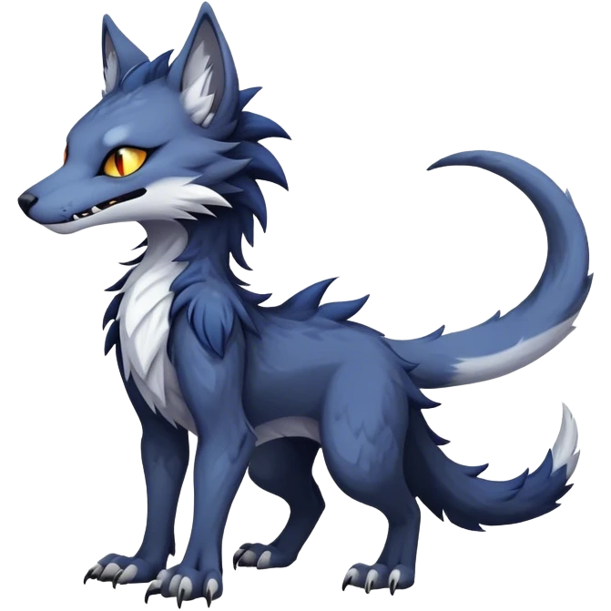dark cool edgy fantasy feline-vernid-sergal-fursona animal creature with a tufted tail full body emoji
