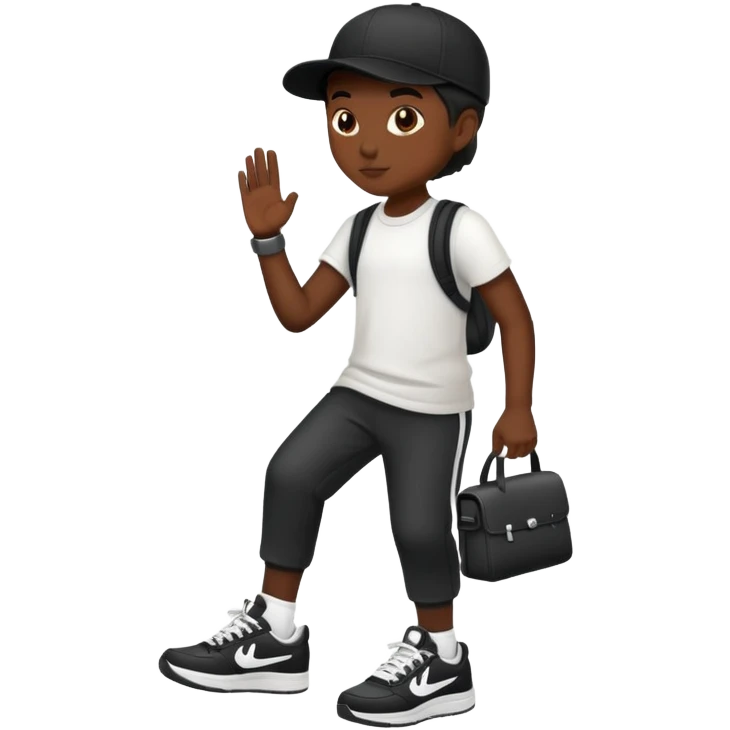 sneaker wearing black cap emoji