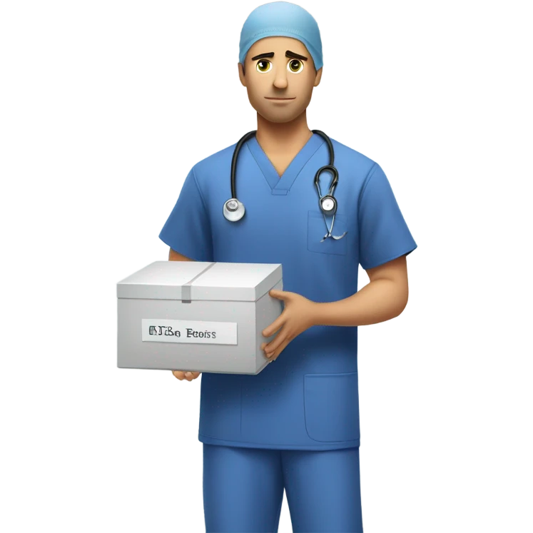 White guy who is a doctor getting rid of a box of taekwondo trophies emoji