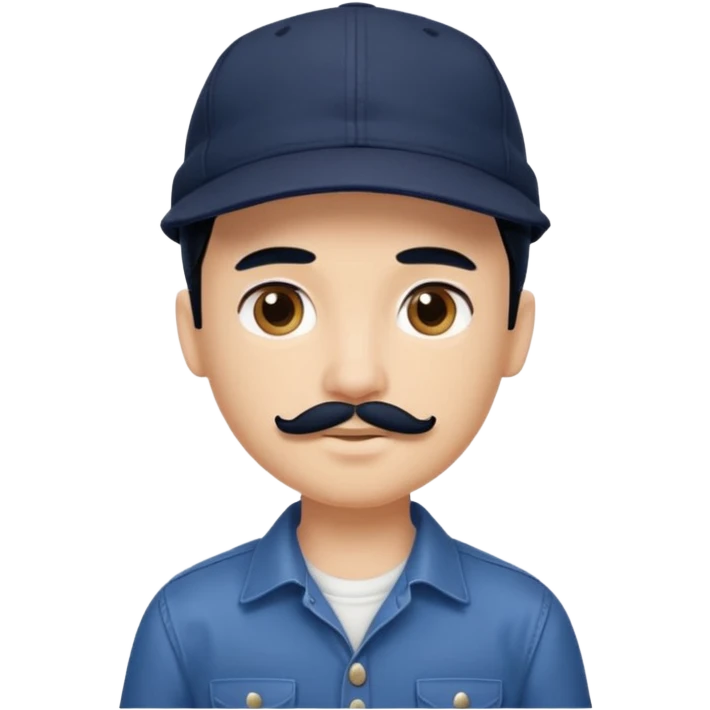 generate a pretty bratz boy wearing a dark blue cap and  button up shirt. Handsome

Mustache- black

hair black long emoji