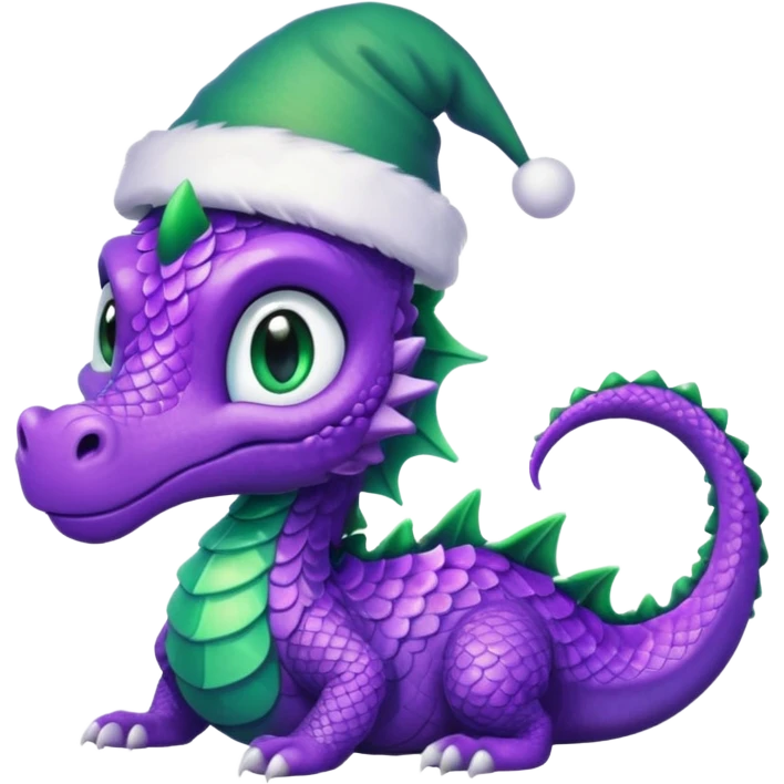 Purple dragon ,Christmas Hat emoji