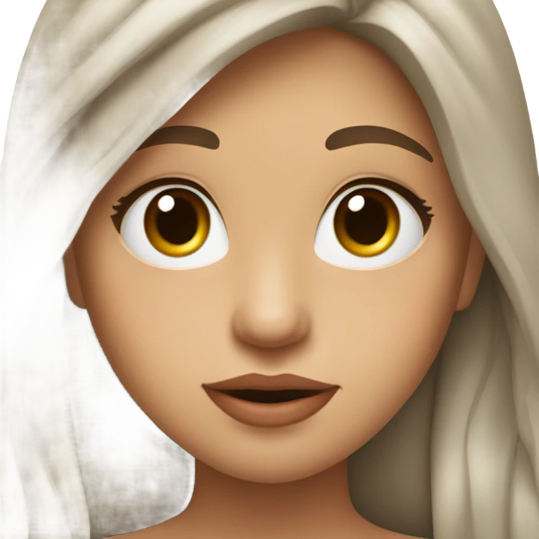 Girl wird Long Brown Hair and pfluffy lipps  emoji