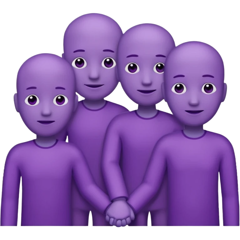 purple group without eyes and nose  holding hands emoji