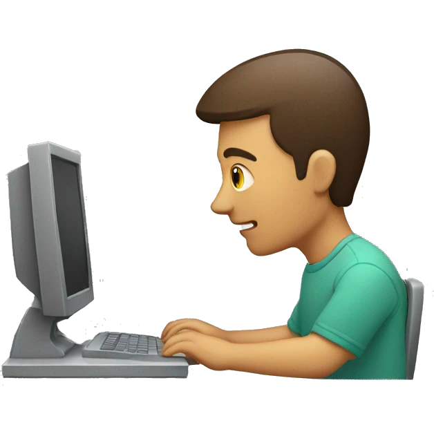 Men using computer,  emoji