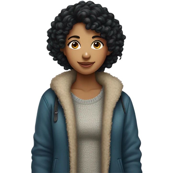 Black curly hair girl cozy emoji