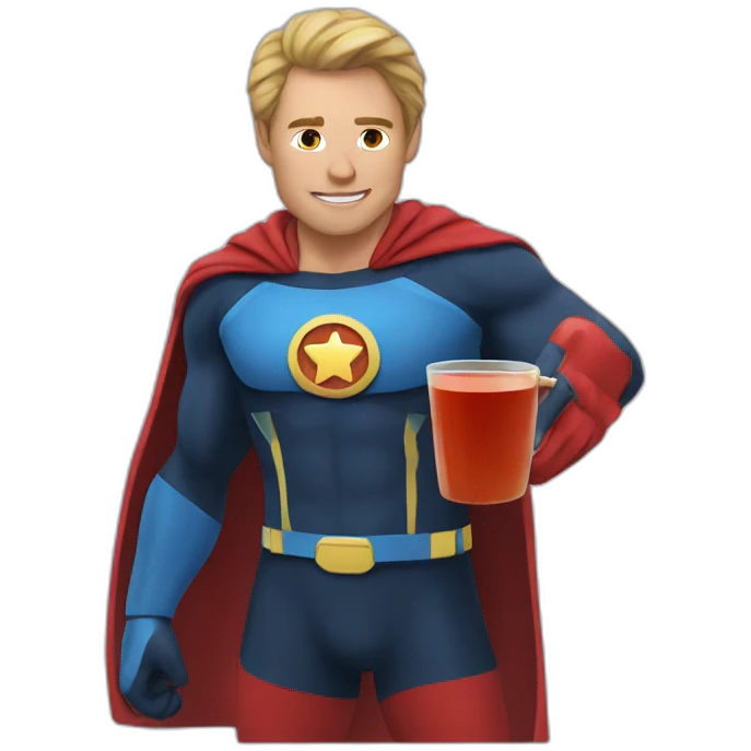Superhero drinking tea emoji