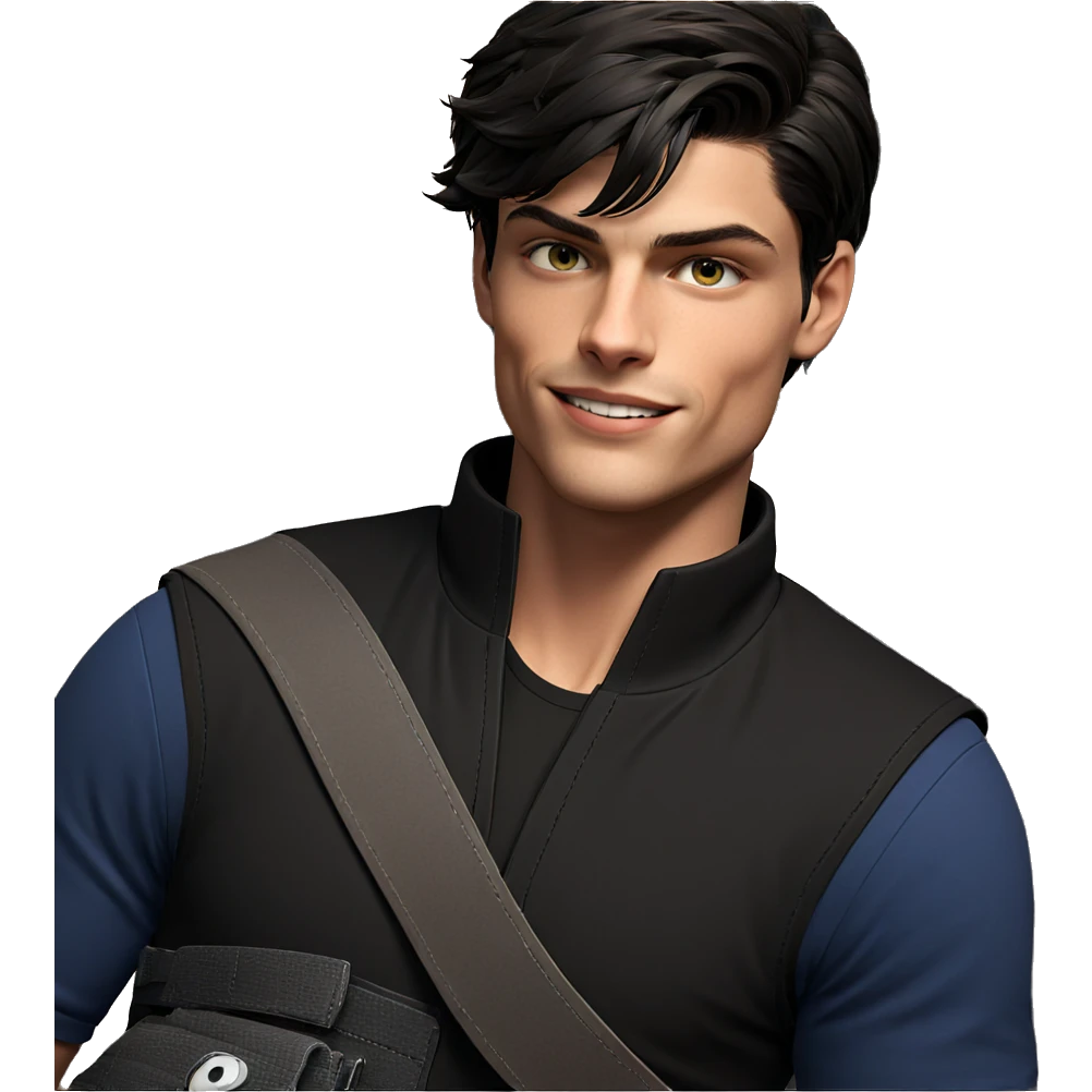 smiling boy in black vest emoji