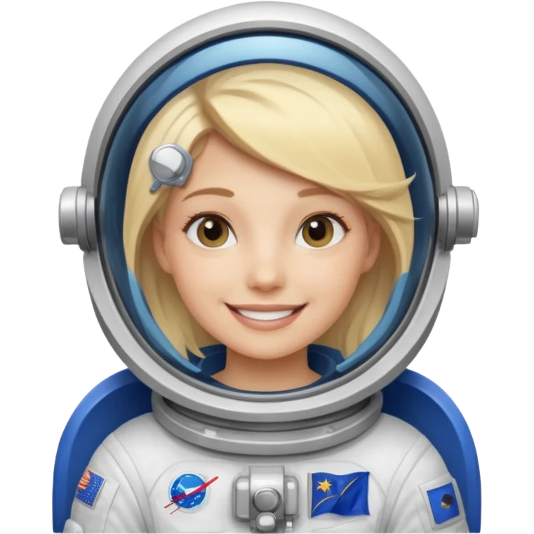 blonde female stronaut with blue flag emoji