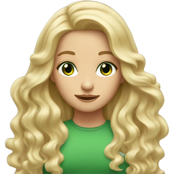 long wavy blonde hair girl green eyes emoji