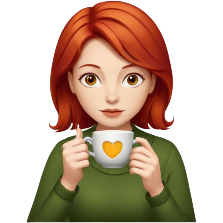 woman red hair sipping tea emoji