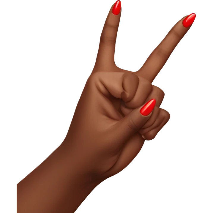 woman hand pointing index finger, red nail varnish.  emoji
