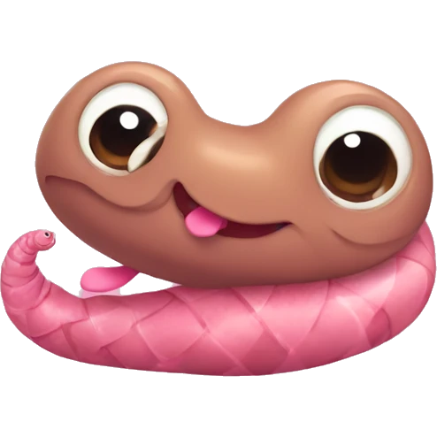 A cute earthworm with a little pink bow emoji