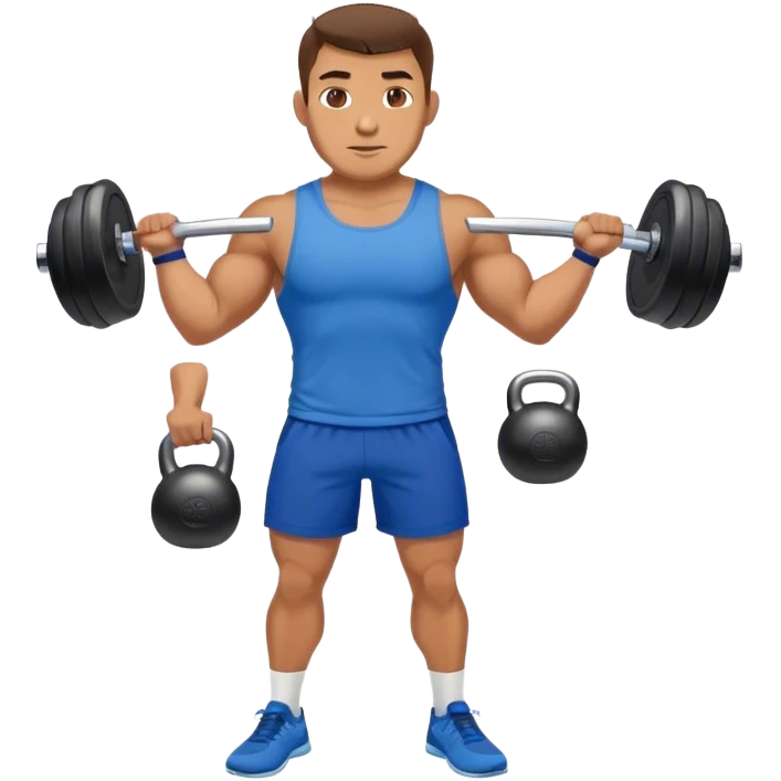strong man with blue shorts holding kettlebell emoji