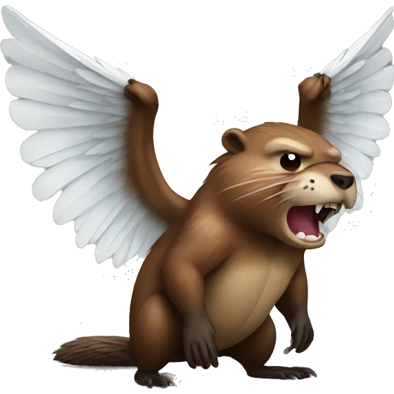 Angry winged beaver looking left emoji