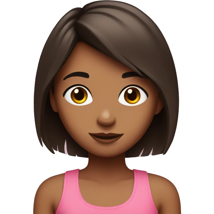 cute girl with a short dark-brown modern shag haircut & a pink tank top. emoji