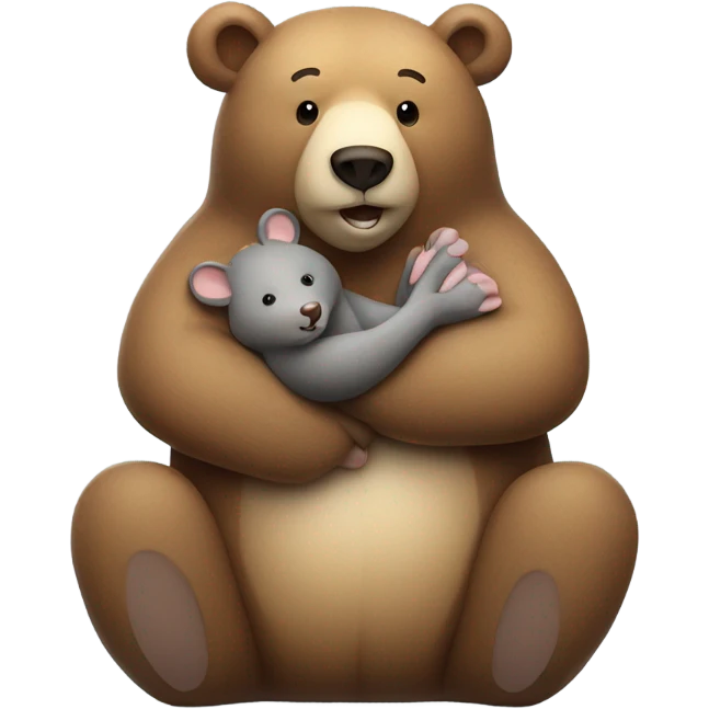 bear hugs mouse emoji