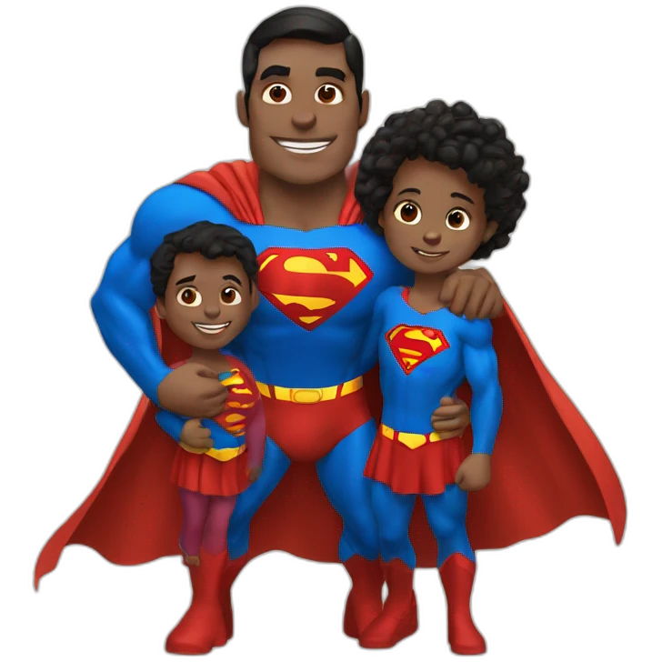 superman with two kids emoji