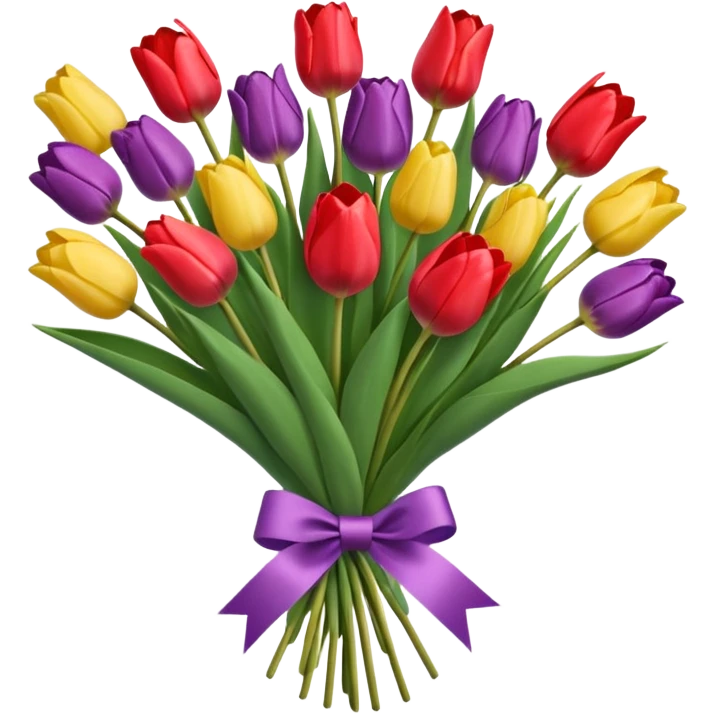 bouquet of tulip with bow and wrapping paper emoji