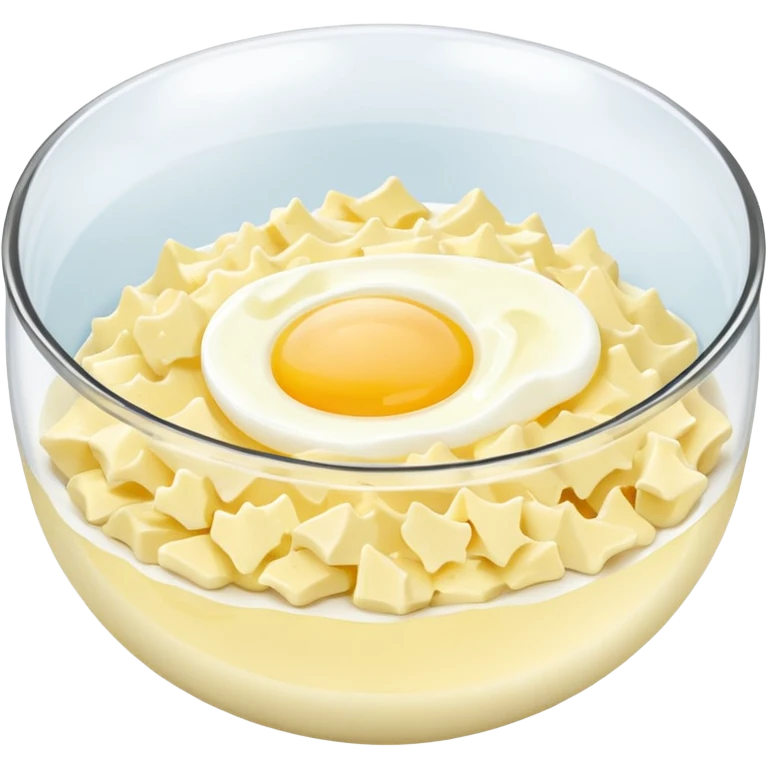 a bowl of egg salad, minimal, no egg yolks, only egg whites, simple, clear emoji