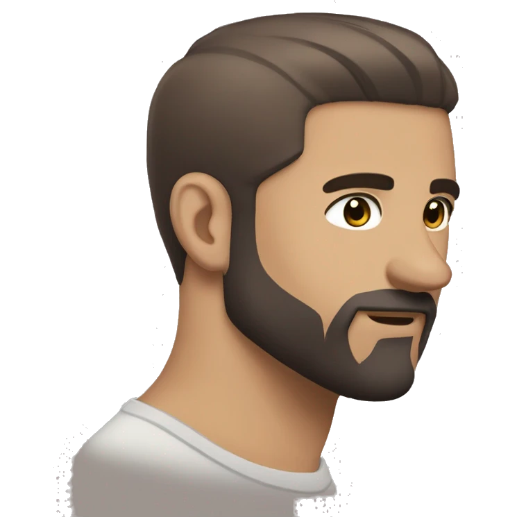 medium beard brown eyes shaved hair dark brown hair emoji