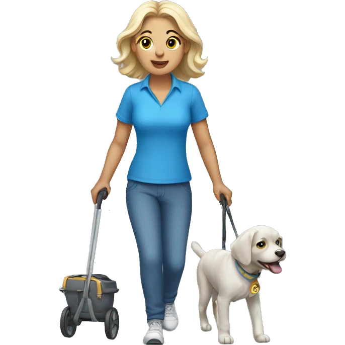 pet walker in blue outfit emoji