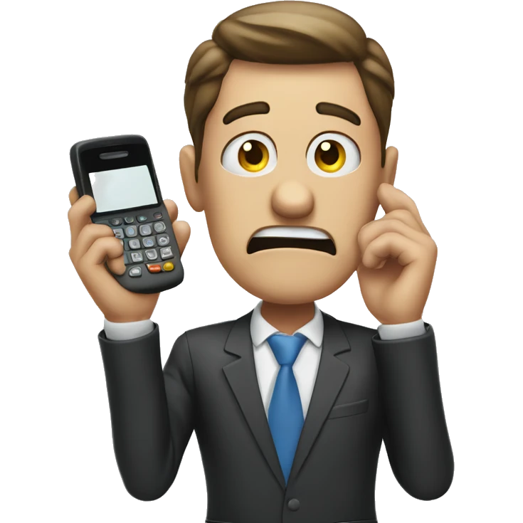 frustrated salesman with phone. hand on his face emoji