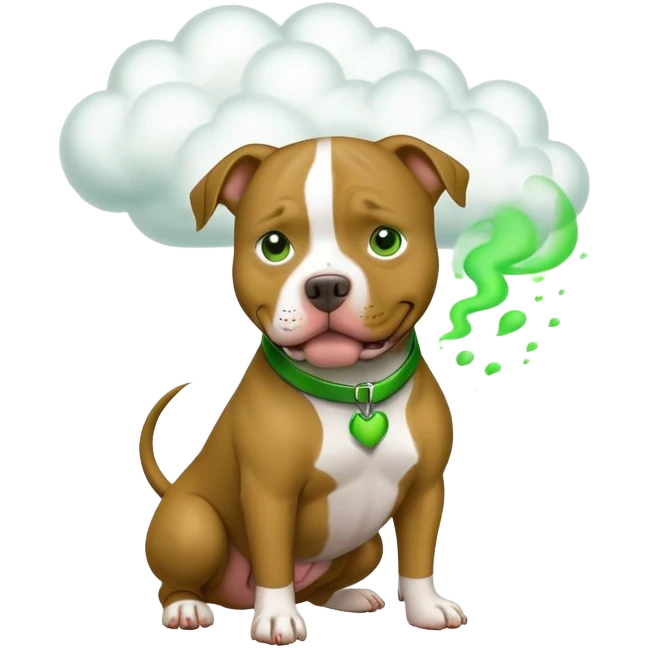Pitbull with green fart cloud emoji