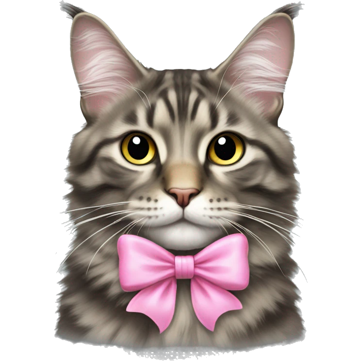 Maine coone with pink bow  emoji