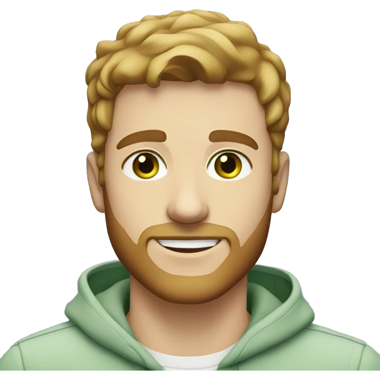 White male, age 25, light brown hair, short beard, green/blue eyes  emoji