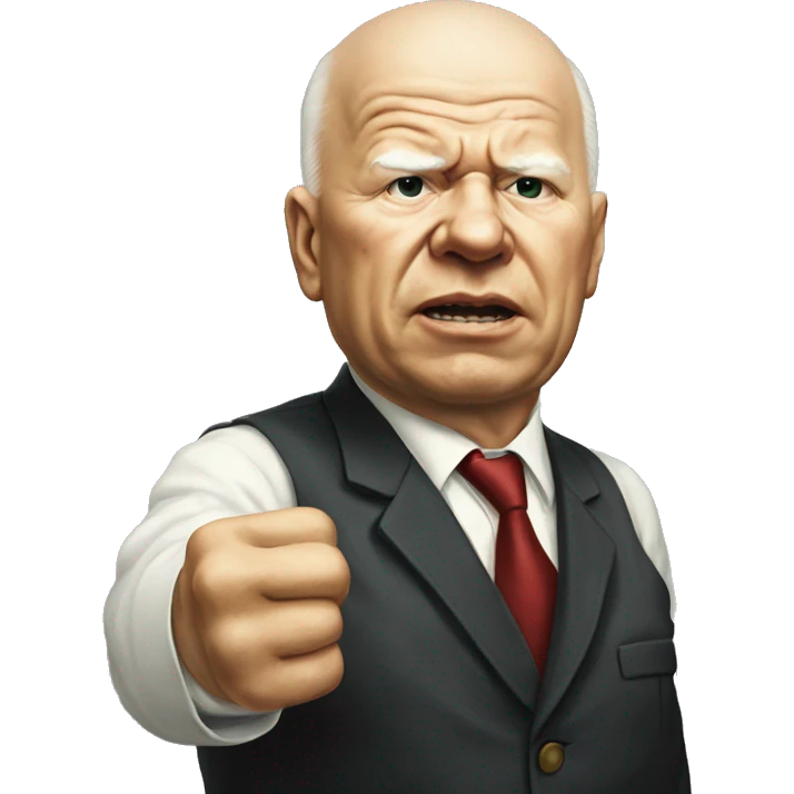 Khrushchev threatens with his fist emoji
