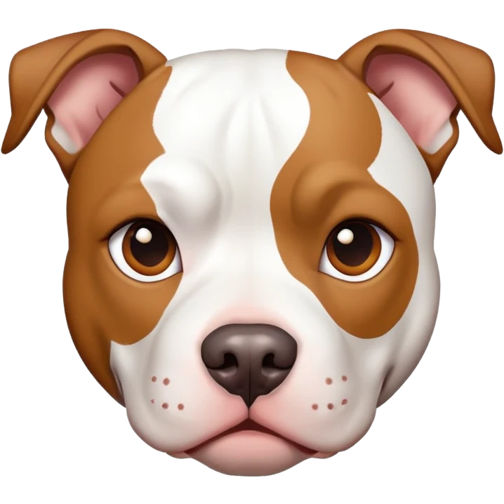 White pit bull with brown patches on her face emoji