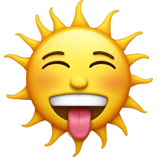 Sun face. sticking out tongue emoji