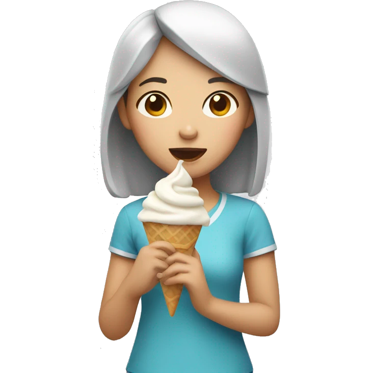 Asian Girl holding icecream emoji