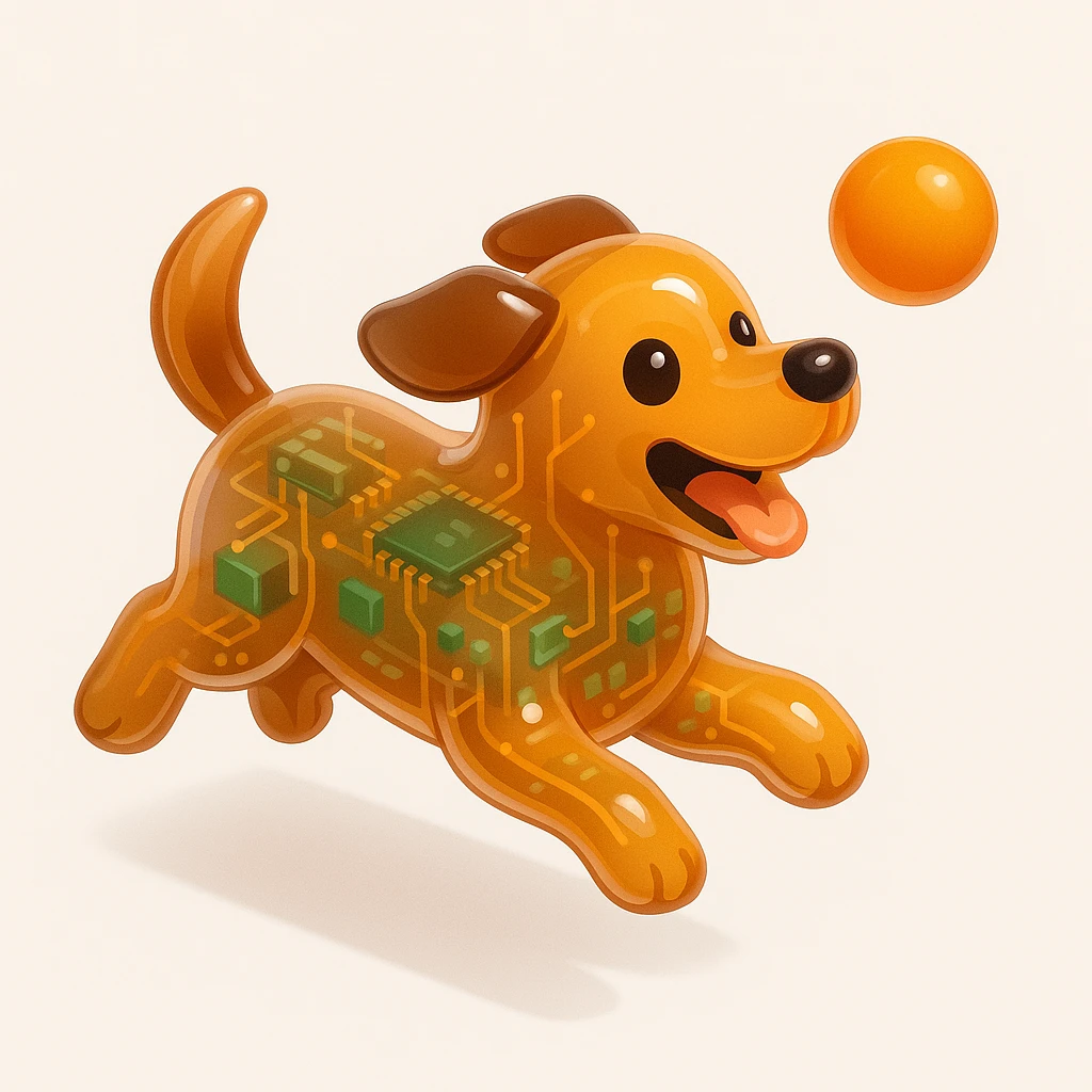 happy dog running after ball emoji