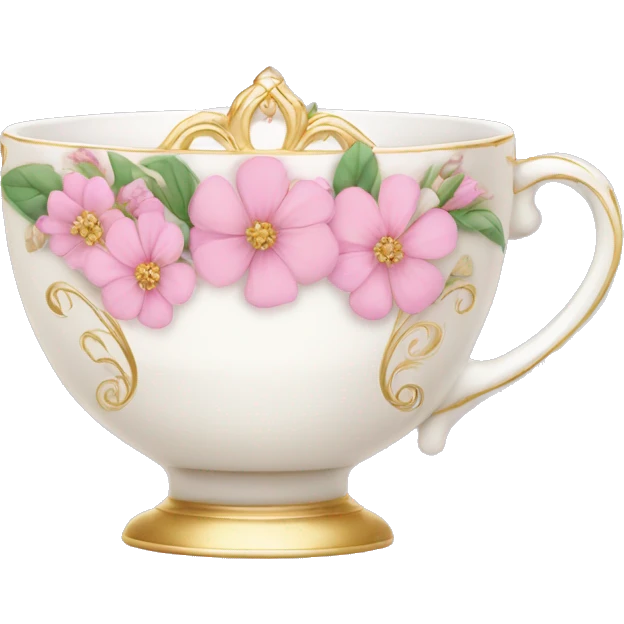 princess tea cup with pink flowers and gold details  emoji