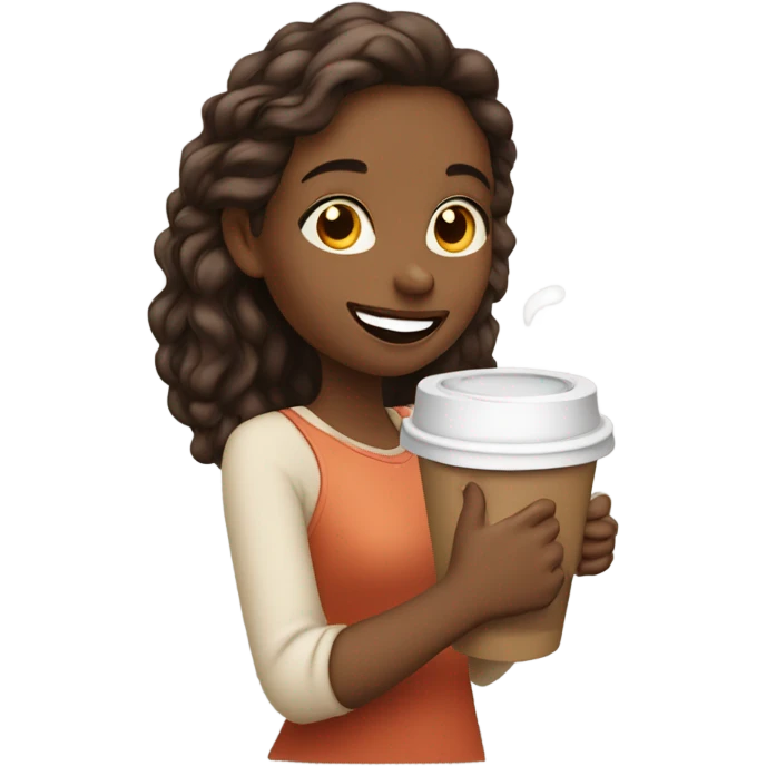 Cute girl drinking coffee  emoji