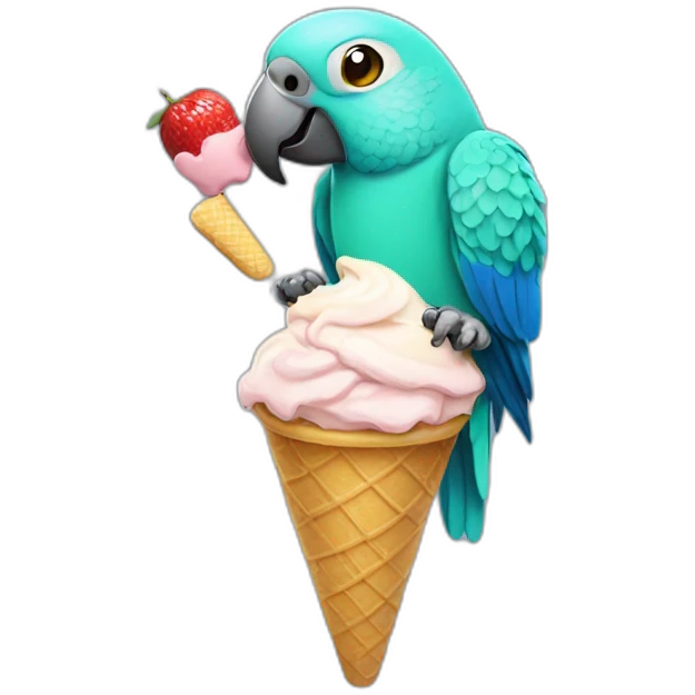parrot eating ice cream emoji