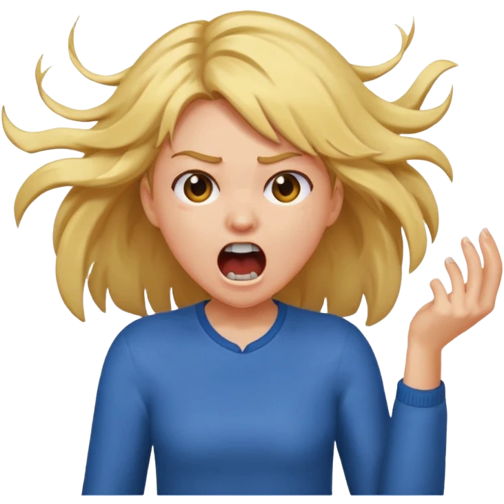 Girl ripping hair out yelling holding hair emoji