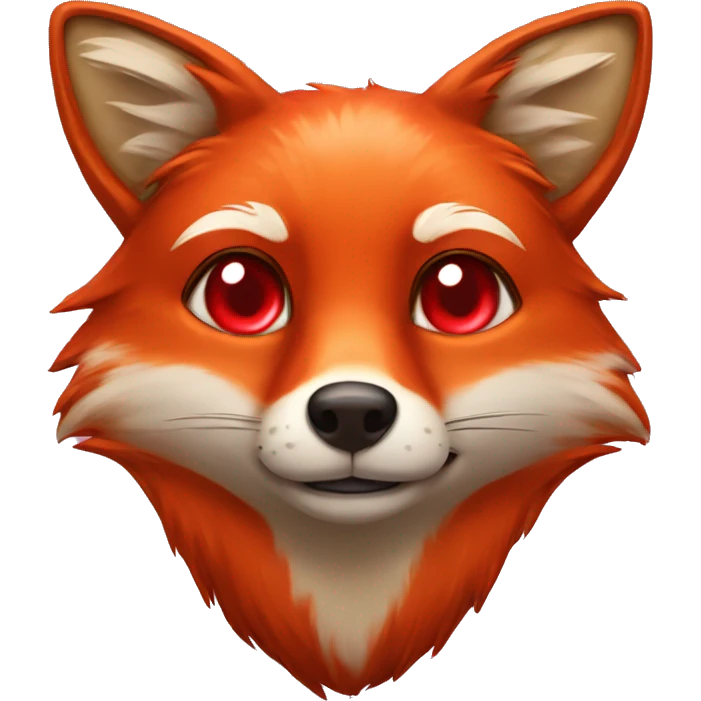 deep lush red fox face with tiny red heart instead of eyes emoji