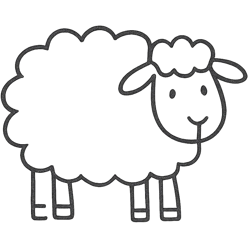 hand-drawn outlined sheep icon emoji