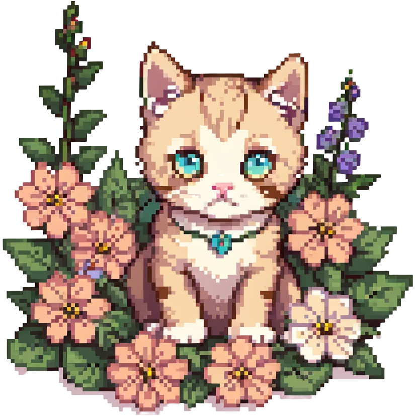 Kitten and flowers emoji