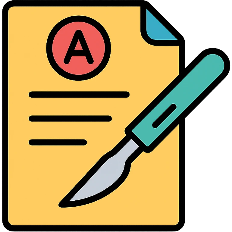 scholarly document with a precise scalpel overlay, technical and professional, evokes academia and rigorous operational definitions emoji