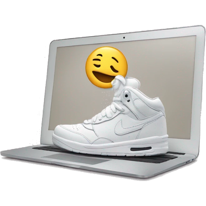 Sneakers behind macbook air emoji