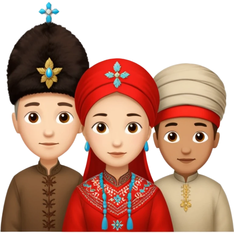Emoji symbolizing three different cultures of Russia in the form of people (for example, Russians, Tatars, Bashkirs) emoji