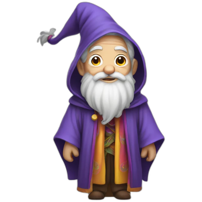 A cute old wizard wearing a colorful robe emoji